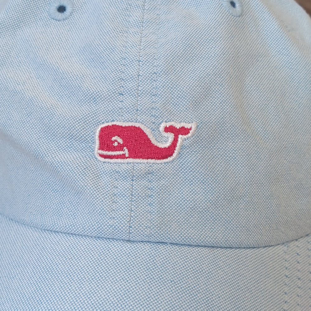 Vineyard Vines Light Blue Baseball Hat with Red Whale - Picture 2 of 5